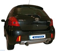 Bastuck Rear silencer transverse with single tailpipe LH + RH 1 x Ø 90 mm, cut 20° - 06+ Toyota Yaris XP9 (+TS)