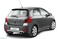 Bastuck Rear silencer transverse with single tailpipe LH + RH 1 x Ø 90 mm, cut 20° - 06+ Toyota Yaris XP9 (+TS)