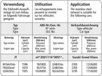 Bastuck Ausgleichspaket Abgasgegendruck - 05+ Suzuki Grand Vitara JT 5-Türer Diesel