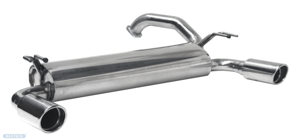 Bastuck Rear silencer with single tailpipe 1 x Ø 90 mm LH+RH cut at 20°, with insert, with inward curl - Suzuki SX4 S-Cross / 15+ Suzuki Vitara LY