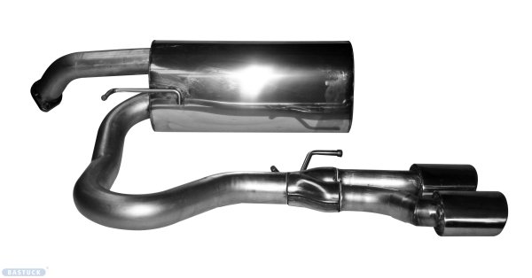 Bastuck Rear silencer with double tailpipes, 2 x oval 105 x 75 mm, central exit - Hyundai i20 PB/PBT / Kia Rio