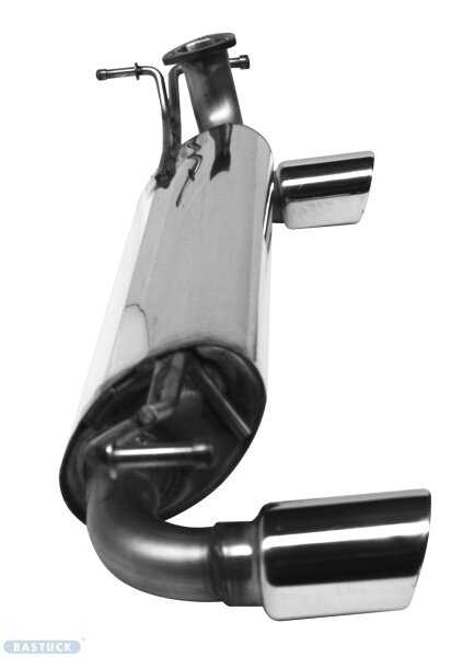 Bastuck Endschalldämpfer mit Einfach-Endrohr 1 x Ø 76 mm, LH+RH, 20° schräg geschnitten, mit Lippe - 14+ Smart Fortwo / Forfour 453 (Modelle ohne Original Heckschürzenausschnitt)