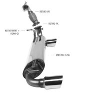 Bastuck Rear silencer with single tailpipe 1 x Ø 76 mm, LH+RH, cut 20°, with inward curl - 14+ Smart Fortwo / Forfour 453 (Models w/o original rear valance insert)