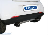 Bastuck Rear silencer with single tailpipe 1 x Ø 76 mm, LH+RH, cut 20°, with inward curl - 14+ Smart Fortwo / Forfour 453 (Models w/o original rear valance insert)