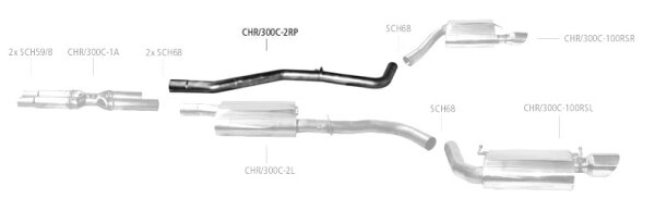 Bastuck Ersatzrohr für Mitellschalldämpfer RH rechte Seite - Chrysler 300C V6/V8 Benziner