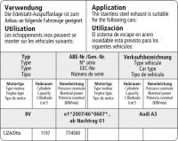 Bastuck Tube replacing front silencer - Audi A3 8V 1.4 TSI (103 KW CPTA/Otto, 110 KW CZEA/Otto, 110 KW DADA/Otto) / 1.8 TSI / 2.0 TSI 140 KW CZPB/Otto + Diesel / Seat Leon 5F (+(ST) Cupra R) / Skoda Octavia 5E RS / VW Golf 7 1.0/1.2/1.4T/1.8T/2.0 + Diesel