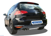 Bastuck Rear silencer with double tailpipe LH, 2 x Ø 76 mm, cut 20° - Seat Leon 5F / VW Golf 7 1.0/1.2/1.4/1.8 Turbo / Diesel