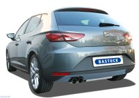 Bastuck Rear silencer with double tailpipe LH, 2 x Ø 76 mm, cut 20° - Seat Leon 5F / VW Golf 7 1.0/1.2/1.4/1.8 Turbo / Diesel