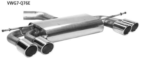 Bastuck Rear silencer with double tailpipe, LH + RH, 2 x Ø 76 mm, with inward curl, cut 20° - VW Golf 7 1.0/1.2/1.4T/2.0 + Diesel