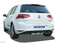 Bastuck Rear silencer with double tailpipe, LH + RH, 2 x Ø 76 mm, with inward curl, cut 20° - VW Golf 7 1.0/1.2/1.4T/2.0 + Diesel