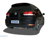 Bastuck Rear silencer with single tailpipes LH + RH 1 x Ø 100 mm, cut 30° (RACE-Look) - VW Golf 6 GTI / Scirocco 3 R