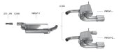 Bastuck Rear silencer with double tailpipes LH 2 x Ø 76 mm, cut 20° - Audi A3 8P 4-Cylinder Turbo FWD 3-Door / VW Golf 5 GT+GTI (Turbo) / Golf 6 Turbo