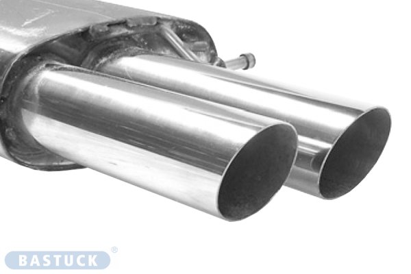 Bastuck Rear silencer with double tailpipes 2 x Ø 76 mm, 20° cut - Skoda Octavia 1Z (+Estate) / VW Golf 6 Variant / Jetta 1KM (w/o Turbo)