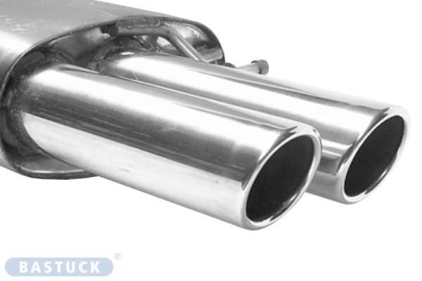 Bastuck Rear silencer with double tailpipes 2 x Ø 76 mm with inward curl, 20° cut - Skoda Octavia 1Z (+Estate) / VW Golf 6 Variant / Jetta 1KM (w/o Turbo)