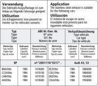 Bastuck Ersatzrohr für Vorschalldämpfer - Audi A3/S3 8P (Sportback) 2.0T Quattro / Audi TT 8J 3.2 V6 / VW Golf 5 R32