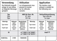 Bastuck Ersatzrohr für Vorschalldämpfer - Audi A3/S3 8P (Sportback) 2.0T Quattro / Audi TT 8J 3.2 V6 / VW Golf 5 R32