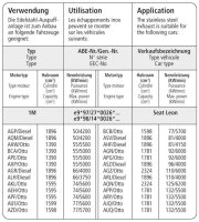 Bastuck Vorschalldämpfer - Audi A3 8L (ohne Quattro) / 99-05 Seat Leon/Toledo 1M / Skoda Octavia (+RS) / VW Beetle / Bora / Golf 4 (+Variant / außer Jubiläumsmodell GTI)