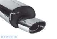 Bastuck Rear silencer with single tailpipe oval 153 x 95 mm - Audi A3 8L (w/o Quattro) / 99-05 Seat Leon 1M (w/o cars with original cut-out in the rear bumper) / VW Beetle / Golf 4 (w/o GTI anniversary model)