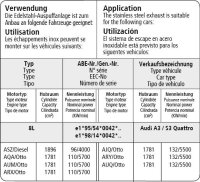 Bastuck Front silencer - Audi A3/S3 8L Quattro (+Diesel) / Audi TT 8N Quattro incl. 3.2 V6 / 99-05 Seat Leon 1M (1.8T 4WD / Diesel / V6) / VW Bora 4-Motion / Golf 4 (VR6) 4-Motion / Diesel