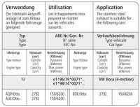 Bastuck Vorschalldämpfer - Audi A3/S3 8L Quattro (+Diesel) / Audi TT 8N Quattro inkl. 3.2 V6 / 99-05 Seat Leon 1M (1.8T 4WD / Diesel / V6) / VW Bora 4-Motion / Golf 4 (VR6) 4-Motion / Diesel