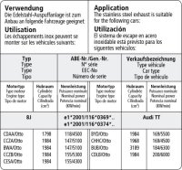 Bastuck Ersatzrohr für Vorschalldämpfer - Audi A3/S3 8L Quattro (+Diesel) / Audi TT 8N Quattro inkl. 3.2 V6 / 99-05 Seat Leon 1M (1.8T 4WD / Diesel / V6) / VW Bora 4-Motion / Golf 4 (VR6) 4Motion / Diesel