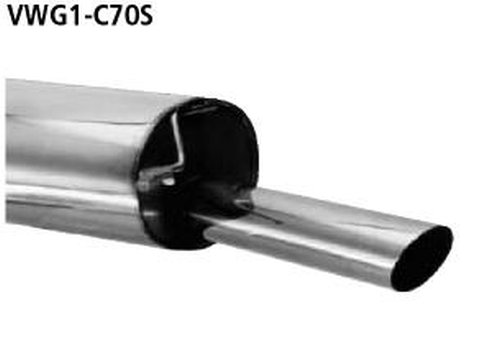 Bastuck Rear silencer with single tailpipe 1 x Ø 70 mm - 84+ VW Golf 1 Cabrio / 81-92 VW Scirocco 2