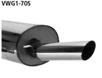 Bastuck Rear silencer with single tailpipe 1 x Ø 70 mm - 79-84 VW Golf 1 (+Cabrio) / 74-81 VW Scirocco 1