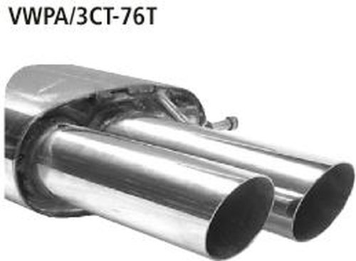 Bastuck Rear silencer with double tailpipes 2 x Ø 76 mm, 20° cut - VW Passat 3C/3CC Turbo Coupé