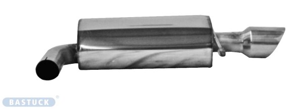 Bastuck Rear silencer with single tailpipes 1 x Ø 100 mm cut 30° (RACE-Look) LH exit - VW Passat 3C 3.2 V6 + R36 / 3CC 3.6 V6