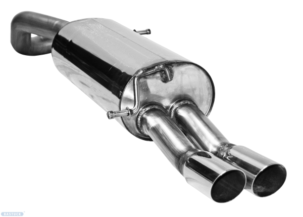 Bastuck Rear silencer with double tailpipes 2 x Ø 70 mm cut 20° - Audi A1 8X 1.2/1.4 Turbo/Diesel / 09+ VW Polo 6R 1,2(T)/1.4(T)/1.6 (+ GTI)