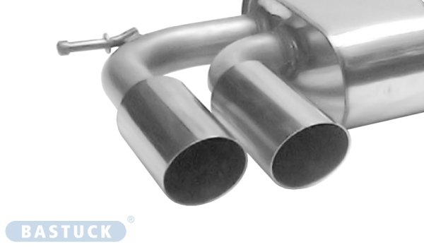 Bastuck Rear silencer with double tailpipes LH, 2 x Ø 76 mm, cut 20° - VW Scirocco 3 Diesel/Turbo