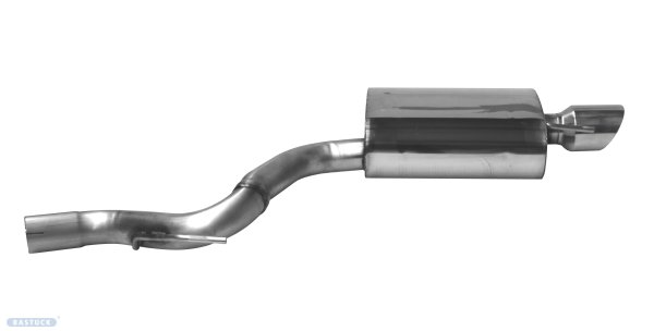 Bastuck Rear silencer with single exit 1 x Ø 100 mm RH cut 30° without exhaust flap - Ford Mustang LAE 2.3/5.0 EcoBoost/V8