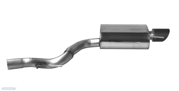 Bastuck Rear silencer with single exit Carbon RACE 1 x Ø 100 mm RH cut 30° without exhaust flap - Ford Mustang LAE 2.3/5.0 EcoBoost/V8