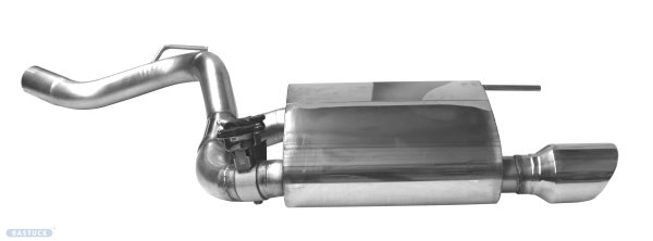 Bastuck Rear silencer with single exit 1 x Ø 100 mm LH cut 30° with exhaust flap - Ford Mustang LAE 2.3/5.0 EcoBoost/V8