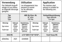 Bastuck Vorschalldämpfer - 09+ Ford Focus RS DA3/Focus 3 1.0T/1.5T/1.6T EcoBoost / Volvo C30 /S40 / V50 5-Zylinder (+Turbo)