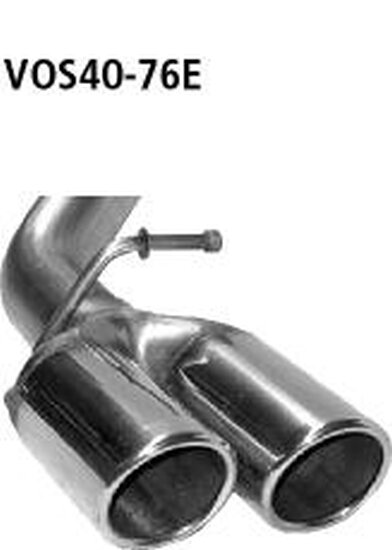 Bastuck Double tailpipes with inward curl, cut 20° 2 x Ø 76 mm - Volvo S40 / V50 4-Cylinder petrol + Diesel