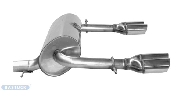 Bastuck Rear silencer with double tailpipes 2 x Ø 76 mm LH + RH, with inward curl, cut 20° - Volvo XC90 6/8-Cylinder N/A+Turbo