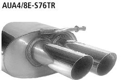 Bastuck Rear silencer with double tailpipes 2 x Ø 76 mm right RH - 00-08 Audi S4 B6/B7 8-Cylinder Saloon/Estate (8E) / Convertible (8H) / Seat Exeo (4-Cylinder incl. Turbo)