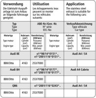 Bastuck Endschalldämpfer mit Doppel Endrohr 2 x Ø 76 mm rechts RH - 00-08 Audi S4 B6/B7 8-Zylinder Limousine/Avant (8E) / Cabrio (8H) / Seat Exeo (4-Zylinder inkl. Turbo)