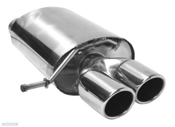 Bastuck Rear silencer with double tailpipes, cut 20°, with inward curl RH 2 x Ø 76 mm - Seat Leon 5F ST Cupra 2.0