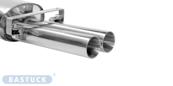 Bastuck Rear silencer with double centre tailpipes 2 x Ø 63 mm - Mini converter central exit