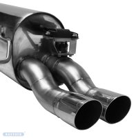 Bastuck Rear silencer with double tailpipe 2x Ø 70 mm, cut obliquely 20° with exhaust flap - 18+ Audi A1 GB Sportback