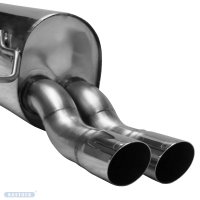 Bastuck Rear silencer with double tailpipe 2x Ø 70 mm, cut obliquely 20° without exhaust flap - 18+ Audi A1 GB Sportback