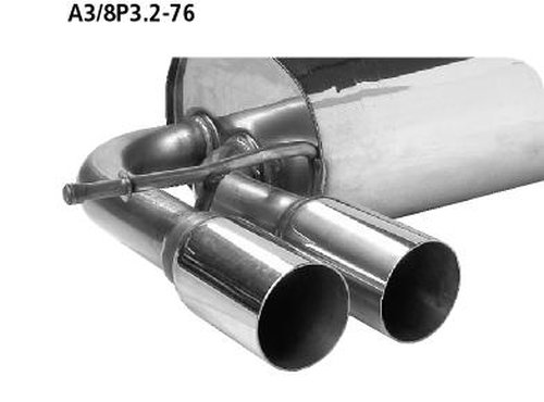 Bastuck Rear silencer with double tailpipes 2 x Ø 76 mm - Audi A3/S3 8P 2.0T/3.2 Quattro 3-Door