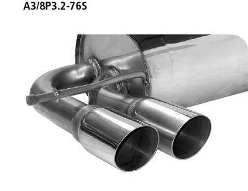 Bastuck Rear silencer with double tailpipes 2 x Ø 76 mm cut 20° - Audi A3/S3 8P 2.0T/3.2 Quattro 3-Door