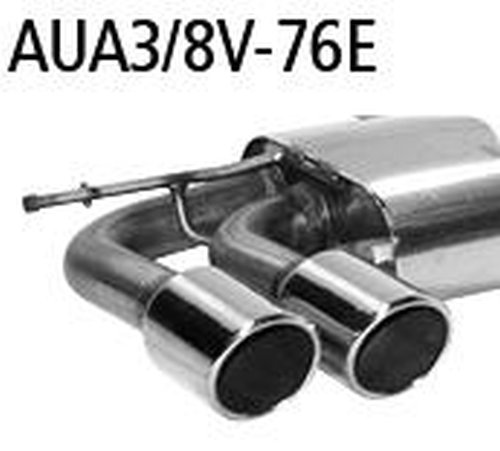 Bastuck Rear silencer with double tailpipe LH, 2 x Ø 76 mm, with inward curl, cut 20° - Audi A3 8V 3-Door/Sportback