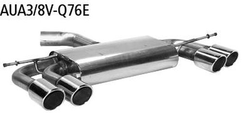 Bastuck Rear silencer with double tailpipe, LH + RH, 2 x Ø 76 mm with inward curl - Audi A3 8V 3-Doo/Sportback