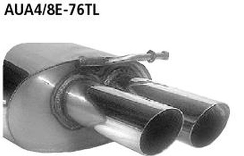 Bastuck Rear silencer LH with double tailpipes 2 x Ø 76 mm - 00-08 Audi A4 B6/B7 4/6-Cylinder (w/o Diesel) 2WD/Quattro incl. Turbo Saloon/Estate (8E)/Convertible (8H) rear silencer LH + RH