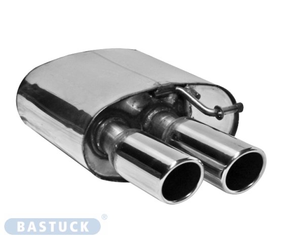 Bastuck Rear silencer with double tailpipes, cut 20°, with inward curl LH 2 x Ø 76 mm - 08+ Audi A4/A5/S4/S5 B8