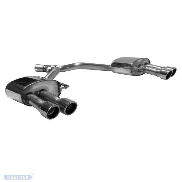 Bastuck Rear silencer with double tailpipes 2x Ø 90 mm LH+RH, with inward curl, cut obliquely at 20° w/o exhaust flap - 15+ Audi A4 B9 FWD/Quattro / 16+ Audi A5 F5 FWD/Quattro